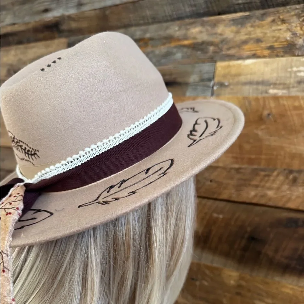 🔥HOMEMADE One-of-a-Kind Handmade Pyrography Hat – Western Chic Vibes 🔥 - Picture 2 of 11